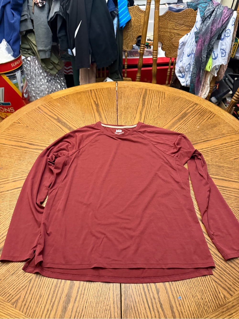 REI Long-Sleeve Crew Neck Top - Burgundy Red